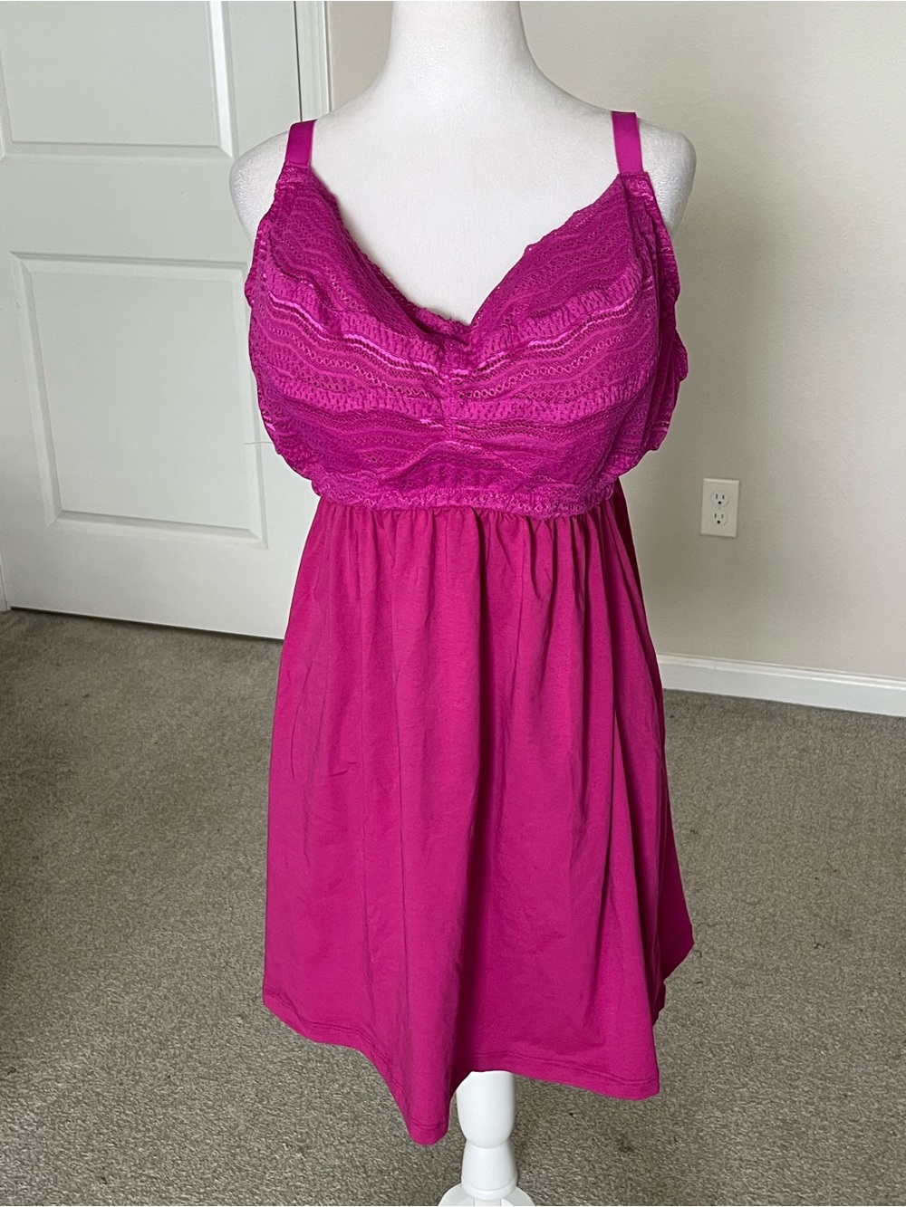 NWT Cosabella Dolce Babydoll Fuchsia Lace Chemise Size 2X